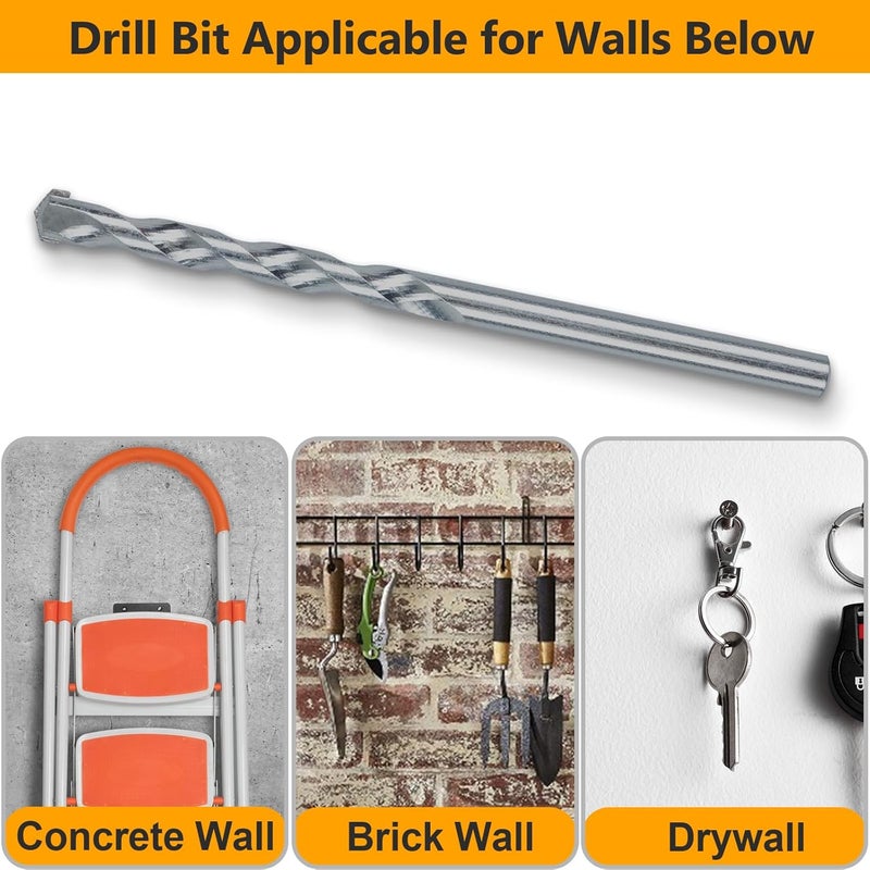 KURUI #12-16 Wall Anchors and Screws Kit, 134 PCs Drywall Anchors for Drywall Brick Masonry Stucco Concrete, 67 Plastic Concrete Anchors and 67 Wood Screws, Drywall Anchors for Picture, Curtain Rod - Image 5